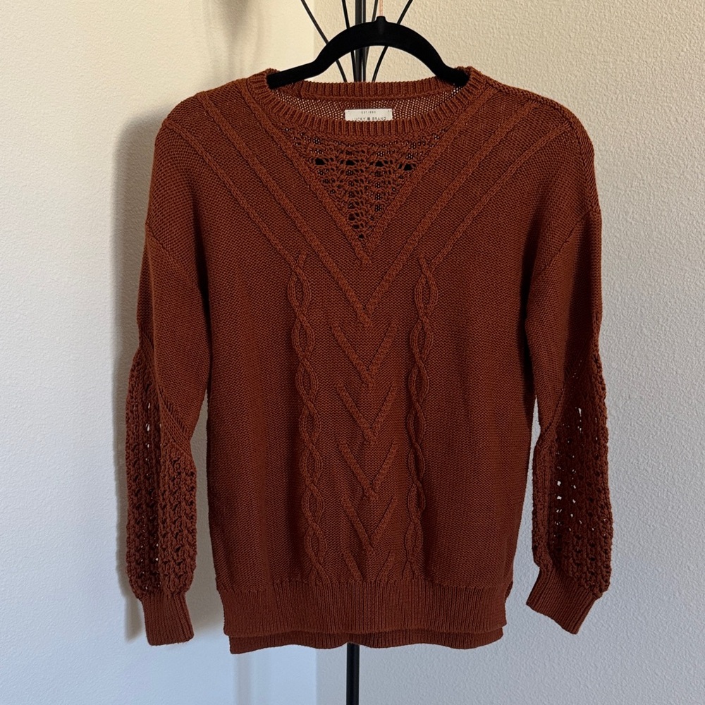 EUC Lucky Brand Cable Knit Sweater in Rust (Size XS)